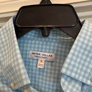 Peter Millar Light Blue Gingham Button-Down Shirt
